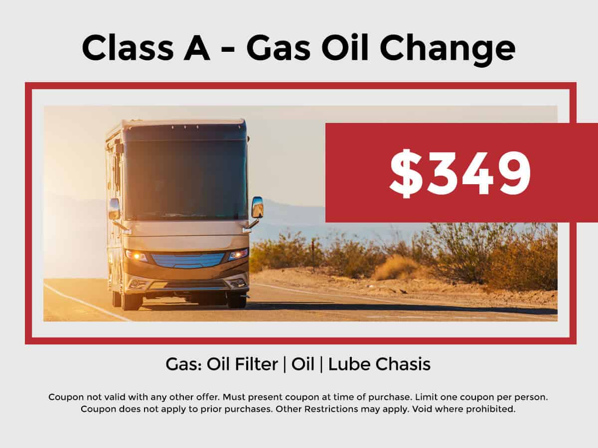 Class A RV Gas Oil Change Special