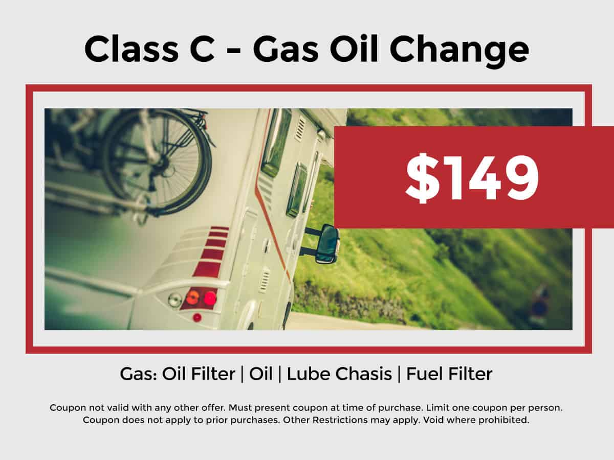 Class C RV Gas Oil Change Special