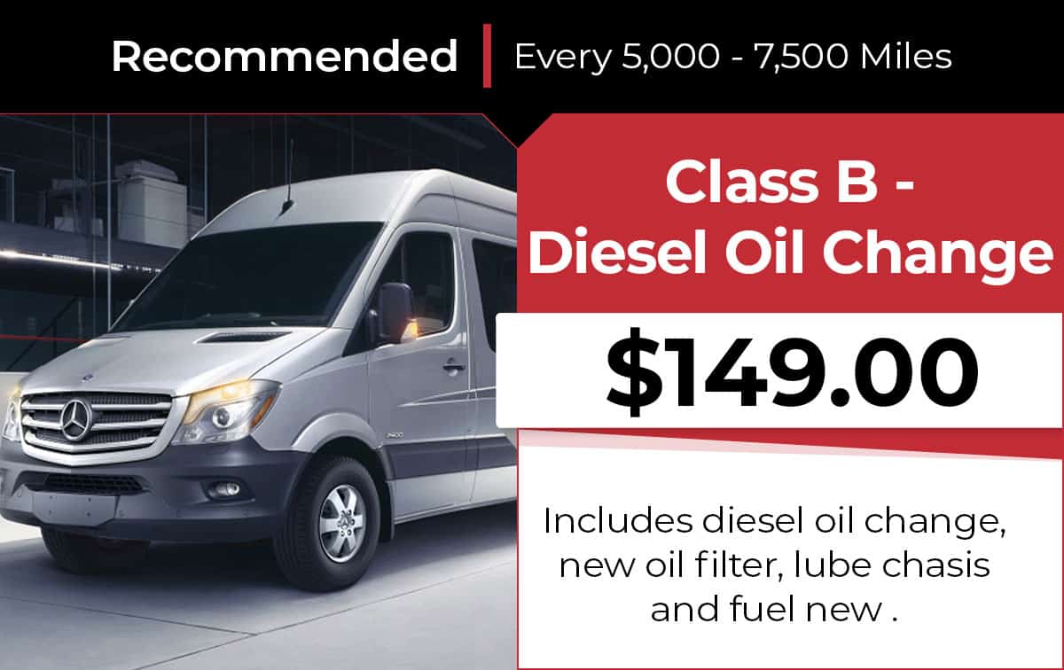 Class B Diesel Oil Change Service Special Coupon