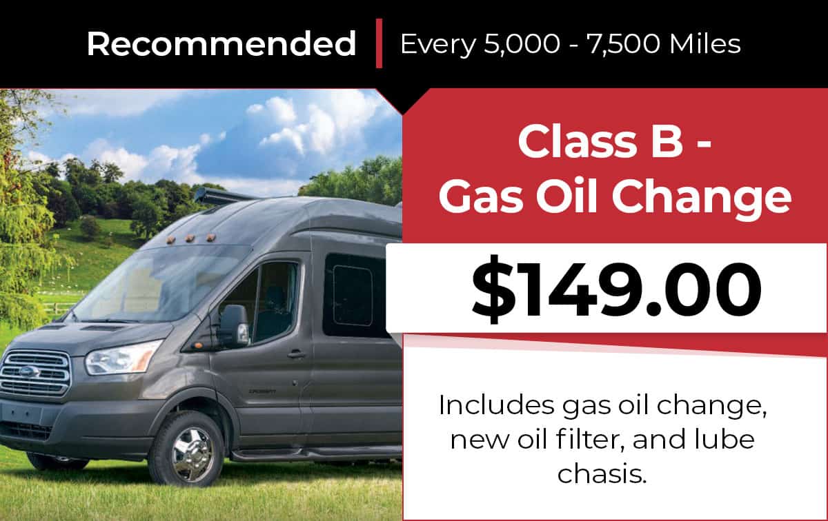 Class B Gas Oil Change Service Special Coupon